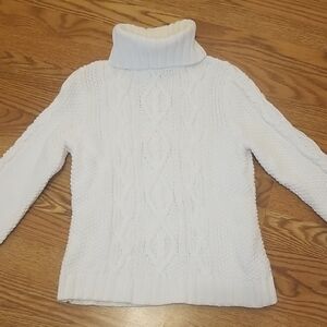 Ralph Lauren White Cable Knit Turtleneck Sweater
